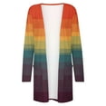 thumbnail image 5 of hoksml Cardigan for Women Fall Fashion Casual Long Sleeve Rainbow Stripe Printed Cardigan Loose Cover Up Open Front Sweaters Jackets with Two Pockets, Womens Cardigan Blouses on Clearance, 5 of 5