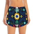 thumbnail image 2 of KLL Colorful Mexican Flower Pattern Shorts Women,Athletic Shorts High Waisted Running Shorts Pocket Sporty Short Gym Elastic Workout Shorts-Large, 2 of 7