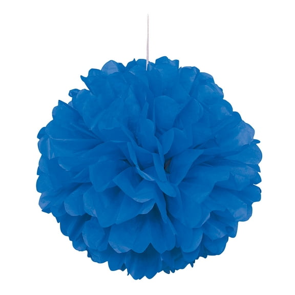 Unique Industries Blue Birthday 16" Asymmetrical Shaped Tissue Paper Hanging Pom Poms