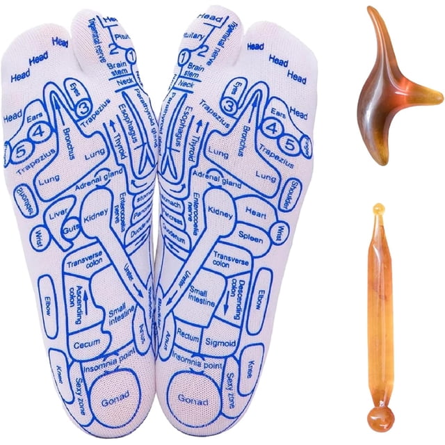 Chaussettes et Outils de Réflexologie, Chaussettes de Réflexologie avec Outils de Massage pour Femmes, Ensemble de Chaussettes d'Acupression pour Pieds à la Maison, Outil de Massage à Point de Déclenchement (Hommes avec Outils)