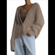 thumbnail image 3 of Cárdigan de Mujer, Suéter de Larga, Cárdigan con Botones y Cuello en V, Prenda de Punto de Moda. Caqui L, 3 of 8