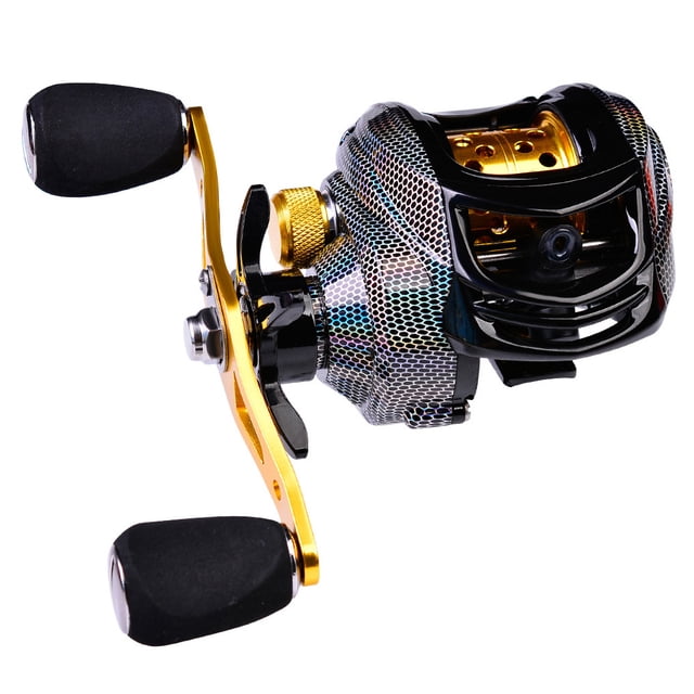 Naiovety Carrete de baitcasting 7.2: 1 Carretes de pesca de eje de acero inoxidable de liberación rápida Pescar Tipo 1 Derecho