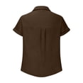 thumbnail image 5 of OGLCCG Womens Gauze Shirts Casual Short Sleeve Textured Collared Button Down Dress Shirts Lightweight Summer Work Blouse,XL,Coffee, 5 of 5