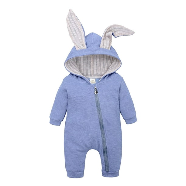 Conjuntos De Mono Con Cremallera De Conejito De Orejas Grandes Sunnimix Algodón Ropa De Escalada Azul