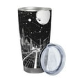 thumbnail image 2 of Bingfone Futuristic Moonlit Cityscape for 20 Oz Stainless Steel Travel Mug Double Wall Water Coffee Cup for Home,Office, Outdoor Works Great for Ice Drinks and Hot Beverage-Straw Three-piece Set, 2 of 8