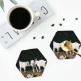 thumbnail image 4 of Pofeuu Cute Goat Baby Print Coasters for Drinks, 4Pack PU Leather Coasters, Bar Drink Coasters for Tabletop Protection, Furniture from Damage-Hexagon, 4 of 6
