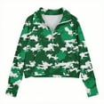 thumbnail image 4 of SGFCWSX Girls Fleece Pullover Camouflage Print Zipper Sweatshirt Kids Thermal Sweatshirts Green Size 7 Years, 4 of 5