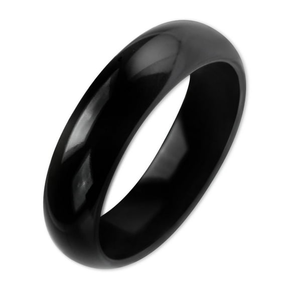 Gemini Dome Comfort Fit Black Titanium Couple Anniversary Wedding Ring Width 6mm Valentine's Day Gift