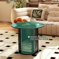 thumbnail image 3 of Round Coffee Table Boho Wood Circle Side Table with Hidden Storage & Sliding Door (Black), 3 of 7