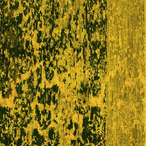 Ahgly Company Machine Washable Indoor Square Abstract Yellow Modern Area Rugs, 7' Square