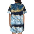thumbnail image 3 of Kdxio Blue Marble Print Pajamas Sets for Women Short-Sleeved Pjs with Lounge Shorts Two Piece Sleepwear S-4XL, 3 of 8