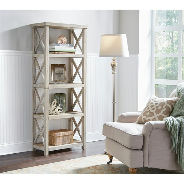 Four Shelf Tall Wood Bookcase Open Back, Tall Open Wood Bookcase