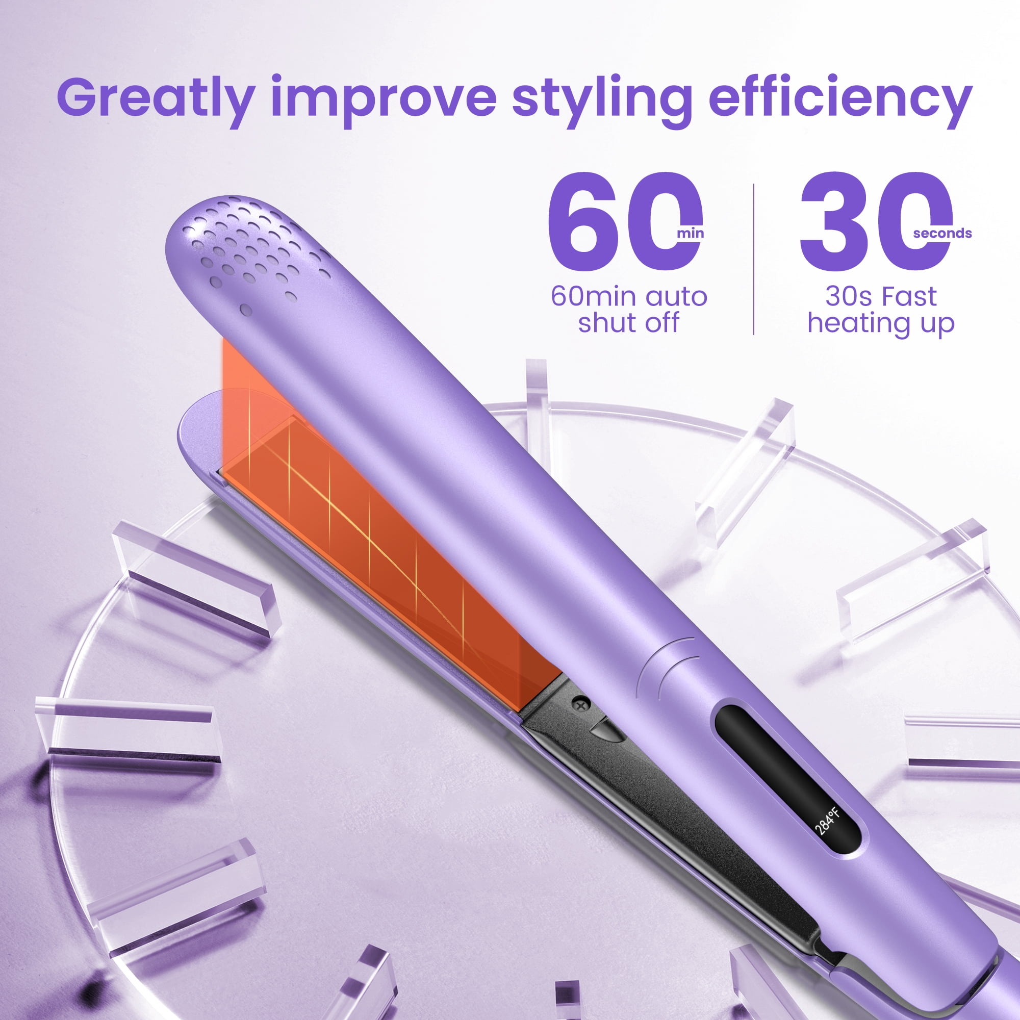 Sejoy Flat Iron Hair Straightener Curler Ceramic Plates Anti Static Ionic Purple Walmart