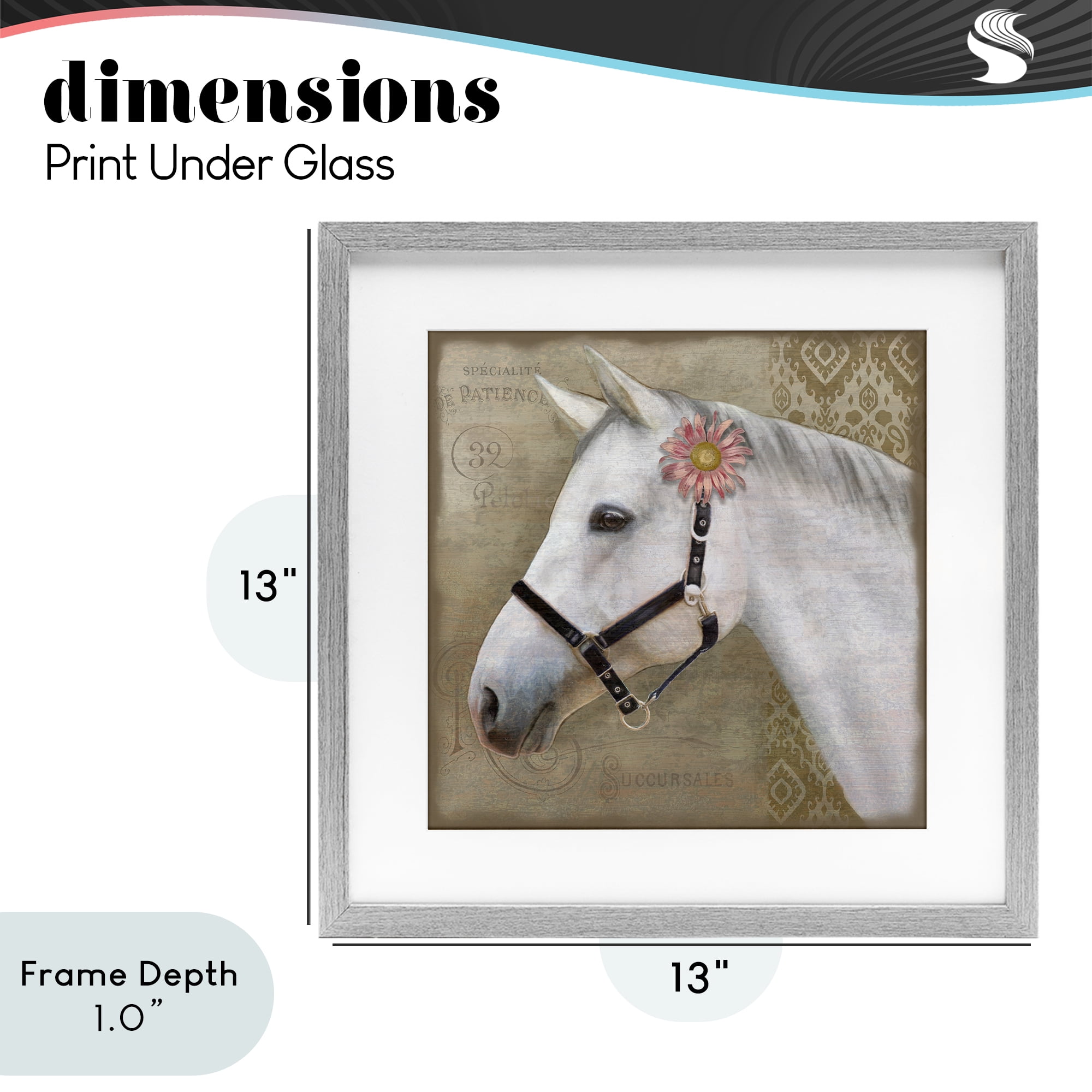 Stupell Industries Boho Barnyard Horse Gray Framed Print Under Glass, design by Suzanne Nicoll