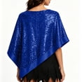 thumbnail image 5 of Elegant Women's Sequin Poncho Cape Sparkly Evening Party Shawl, Irregular Dress Up Shawl Wrap, 5 of 6