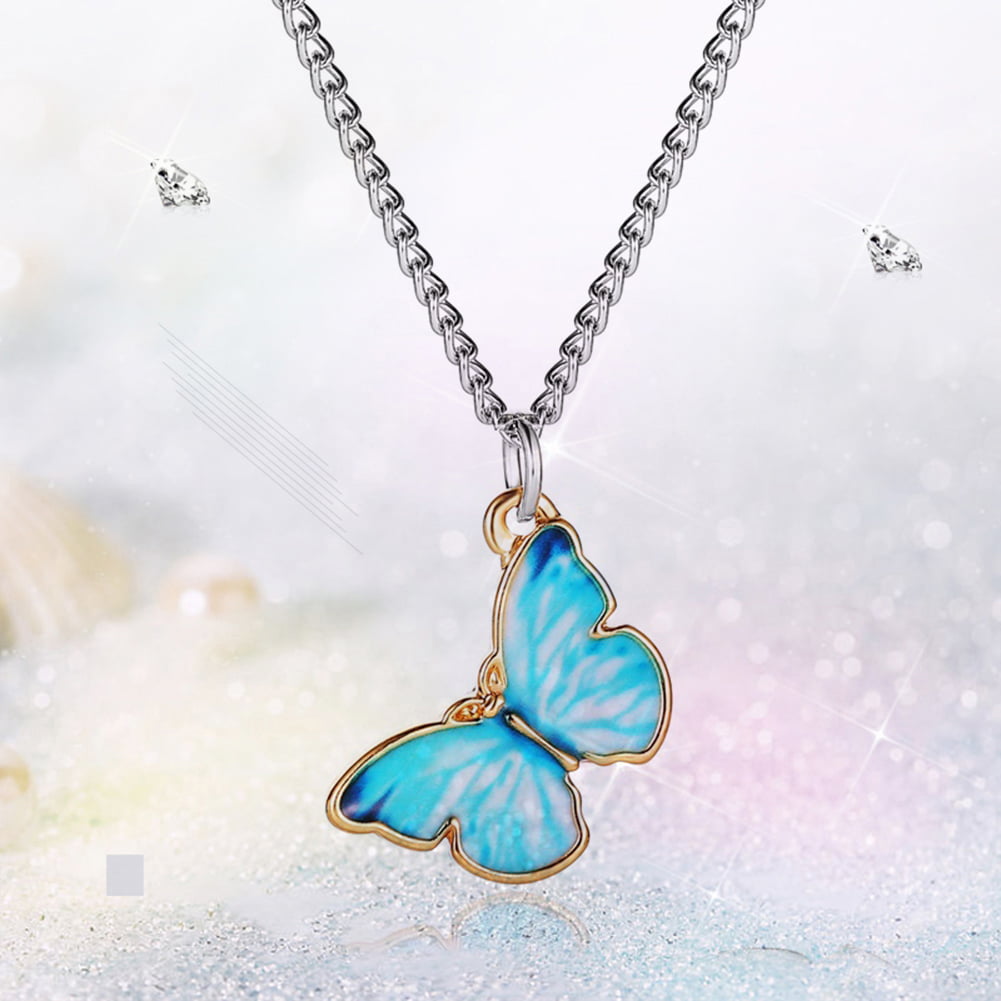 Picture Locket Pendant Necklace Handmade Women's Statement Butterfly Necklace