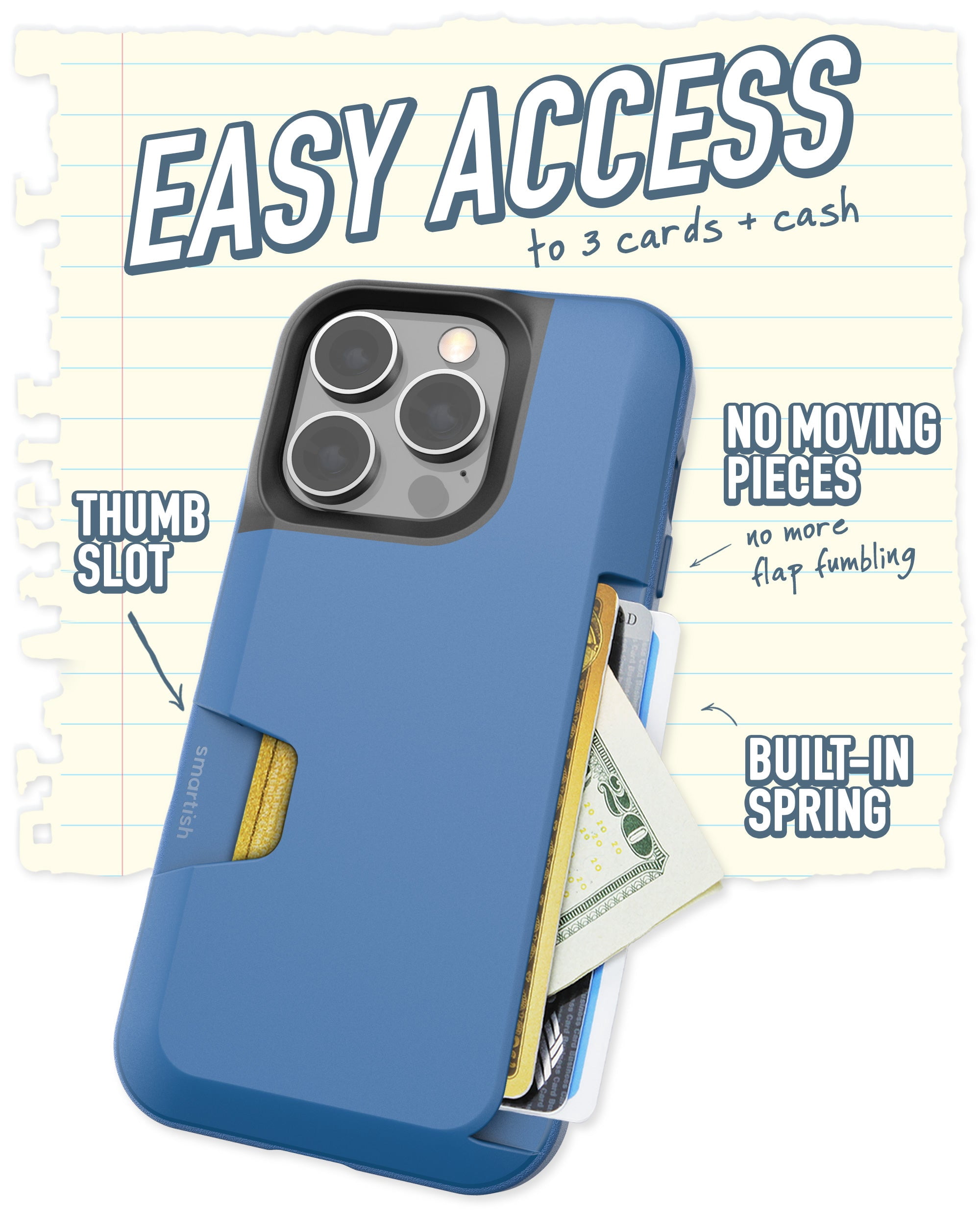 Smartish iPhone 14 Pro Wallet Case - Wallet Slayer Vol. 1 [Slim + Protective] Credit Card Holder - Blues on the Green