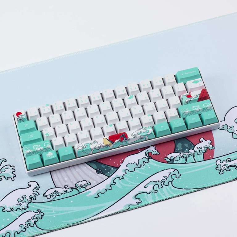 IOAOI Kawaii Keycaps,PBT Keycaps Set OEM Profile Anime Keycaps with Key  Fetcher for Cherry MX Switches /GK61/ GK64/ RK61/ Anne/ GH60 / ALT61  Mechanical Keyboards (Coral Sea) - Only Keycaps 