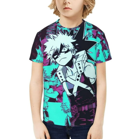 My Hero Academia Bakugo Katsuki Kids T-Shirt 3d Printed Graphic T-Shirts Boys And Girls Short Sleeve Shirts For Youth Kids X-Small