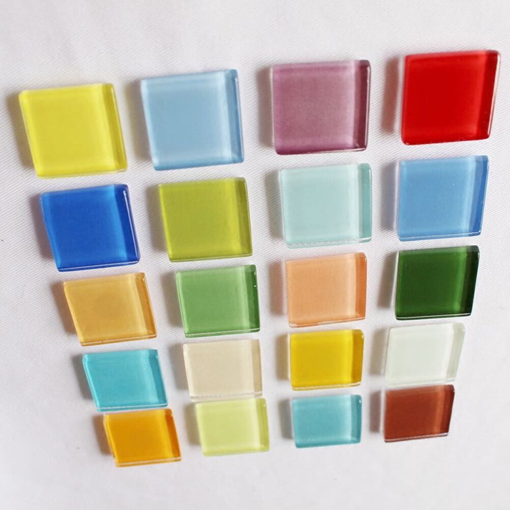 Worgeous 10mm Colorful Mosaic Tiles Glass Mosaic Supplies for DIY Arts & Crafts Jewelry Making 600g