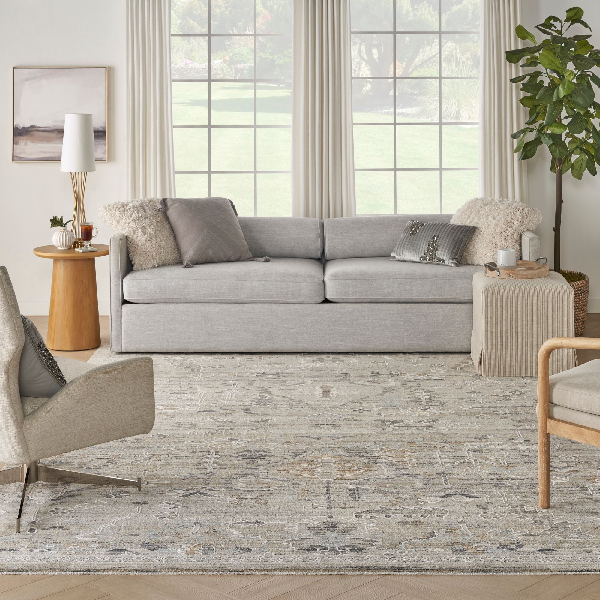 Nourison Nyle Vintage Floral Bohemian Indoor Rug Ivory Taupe 9'10" x 13'6"