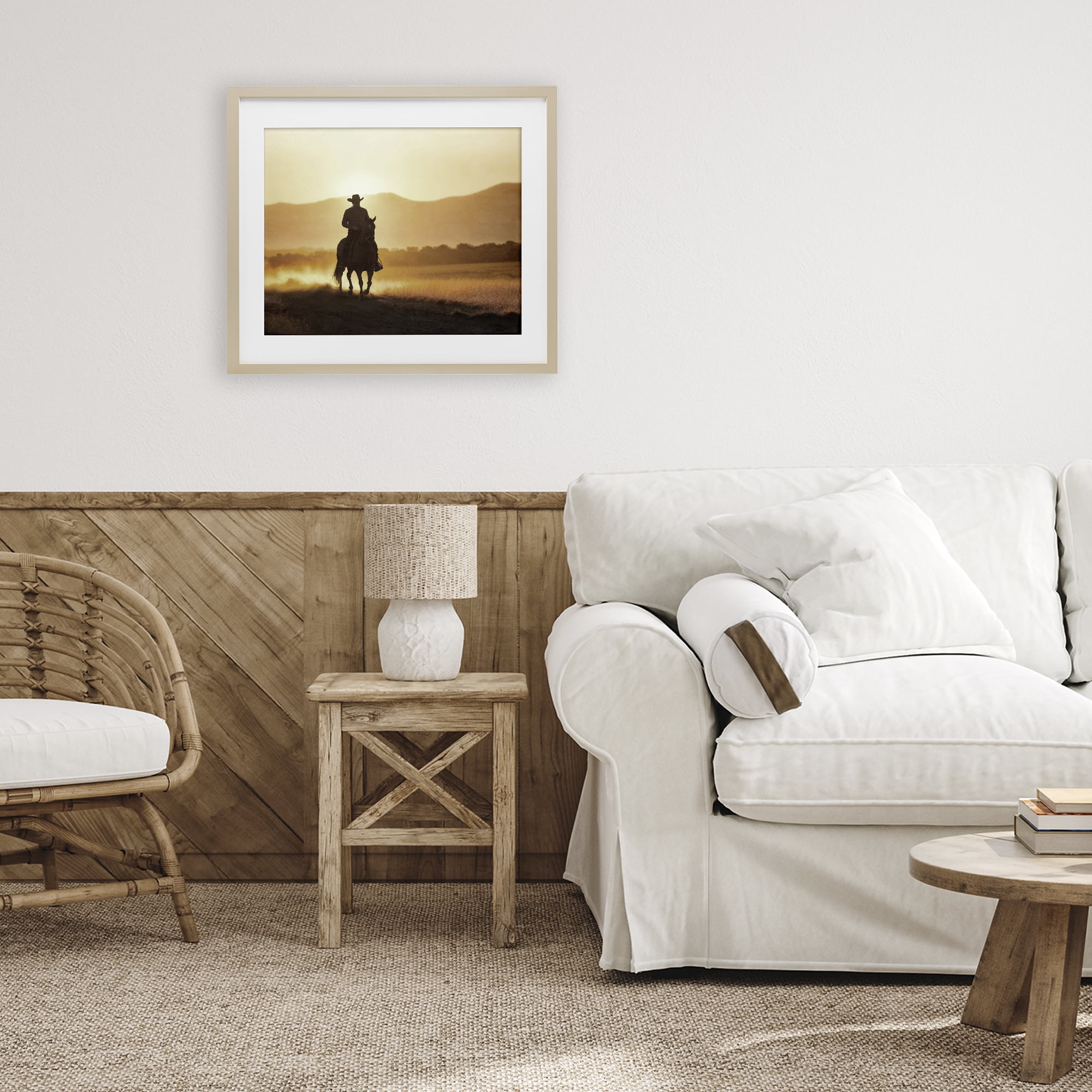 Stupell Industries Cowboy's Ride Home Birch Framed Print Under Glass, design by Kim Allen