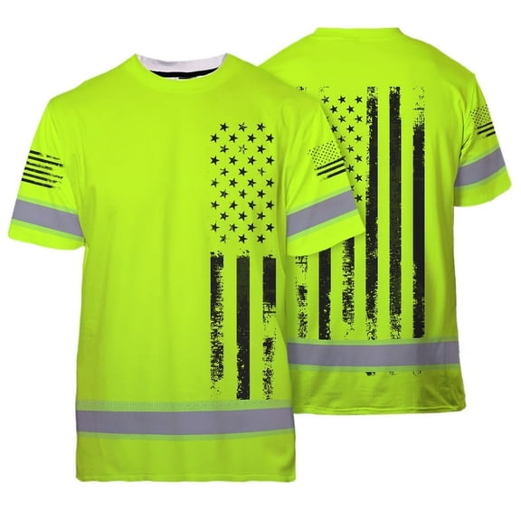 High Visibility Shirt Reflective Tapes US Flag for Workers, Runners, Truckers, Patriotic-XL