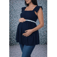 thumbnail image 4 of Blusa Maternidad Algodón Fresca Cómoda Ropa Embarazo Blusa Mujer Casual Con Encaje Color Azul Marino, 4 of 4