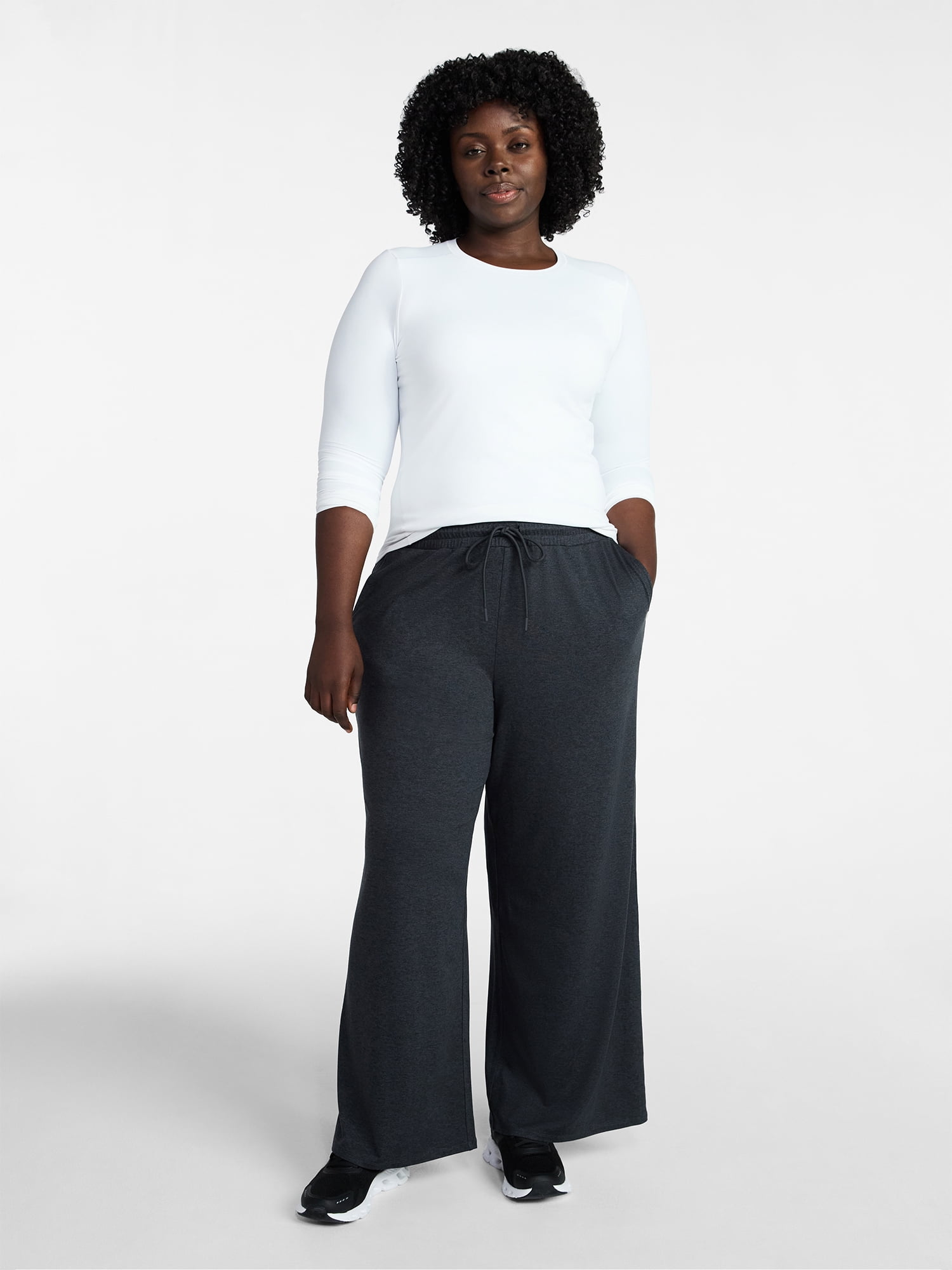 Athletic Works Women's and Women's Plus ButterCore Lightweight Wide Leg Pants, Sizes XS-4X