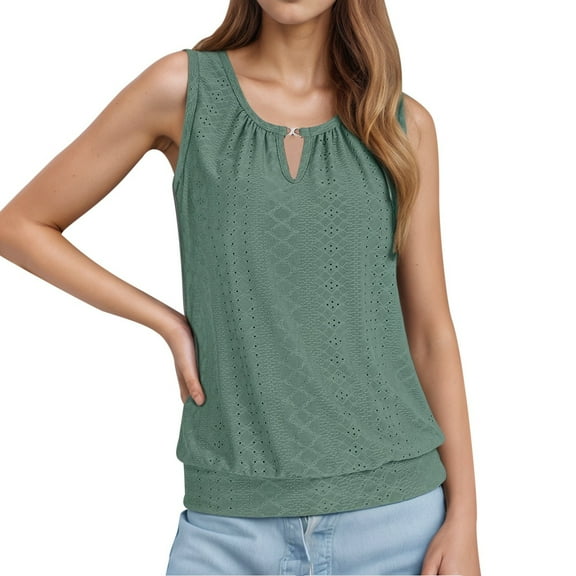 DuoJiaJ Ladies Fashion Casual Court Lock Round Neck Sleeveless Vest T Shirt Top 1 Women’s Cami Tanks