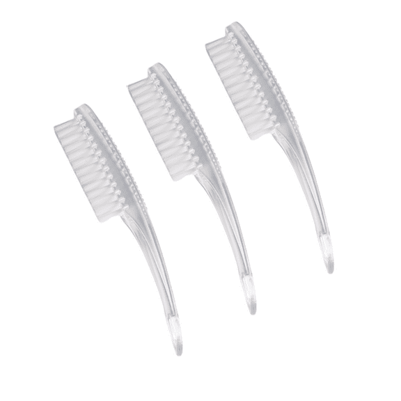 Nail Cleaning Brushes 3Pcs, Curved Handle Fingernail Clean Brush, Scrub Cleaning Brushes for Toes and Nails, Clear