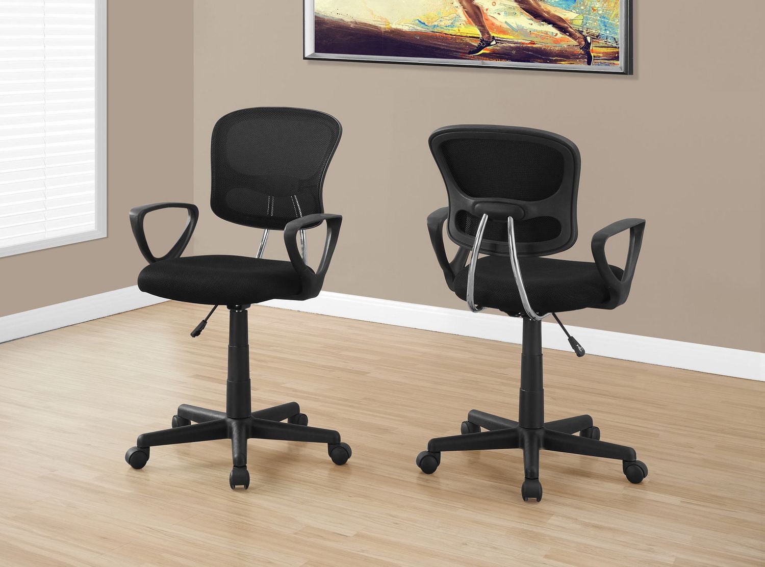 Monarch Specialties Office Chair, Adjustable Height, Swivel, Ergonomic, Armrests, Computer Desk, Work, Juvenile, Metal, Mesh, Black, Contemporary, Modern