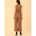 thumbnail image 4 of DARING DIVA Women's Wide Leg Jumpsuit Collared Tie Waist Coverall M Brown, 4 of 6
