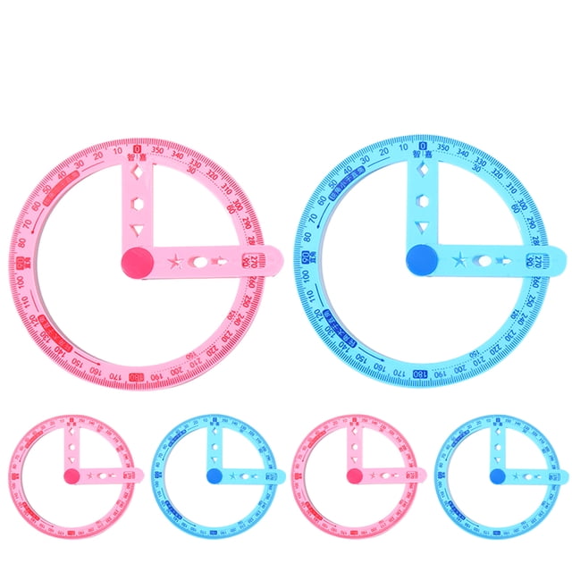 6Pcs Circle Protractor Measuring Tool Drafting Ruler Home Office Circle Protractor Measure Rulers