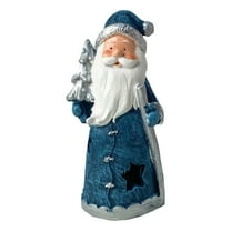 HCTSHG 3 Pcs Christmas Santa Claus Figurines 6'' Standing Christmas Figurines Ornaments Handcrafted Night Light Crafts Resin Santa Sculpture Holding Lantern Book Cane for Home Decor Gift