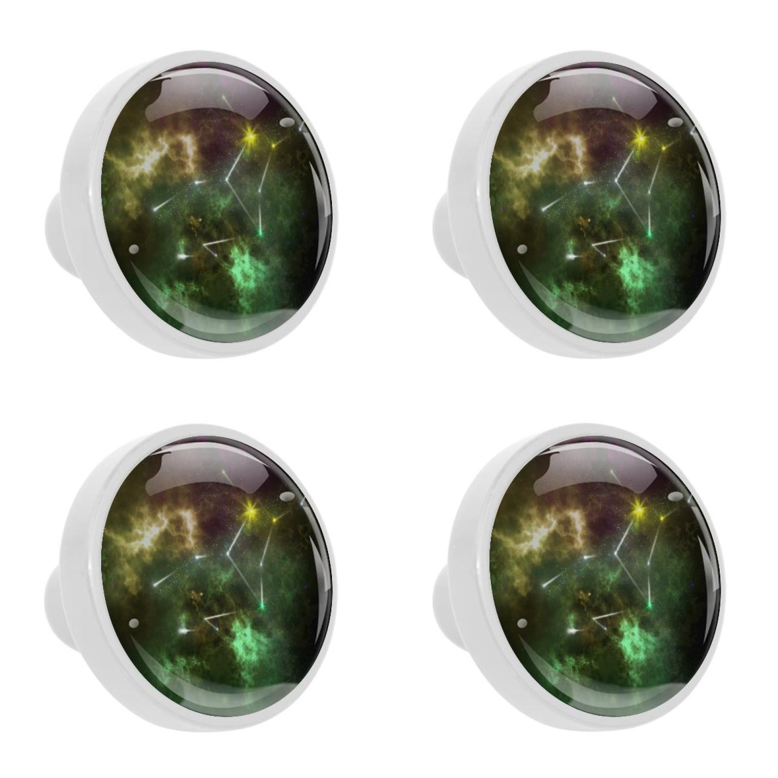 Ownta 4Pcs Kitchen Knob Round Zodiac Horoscope Illustration