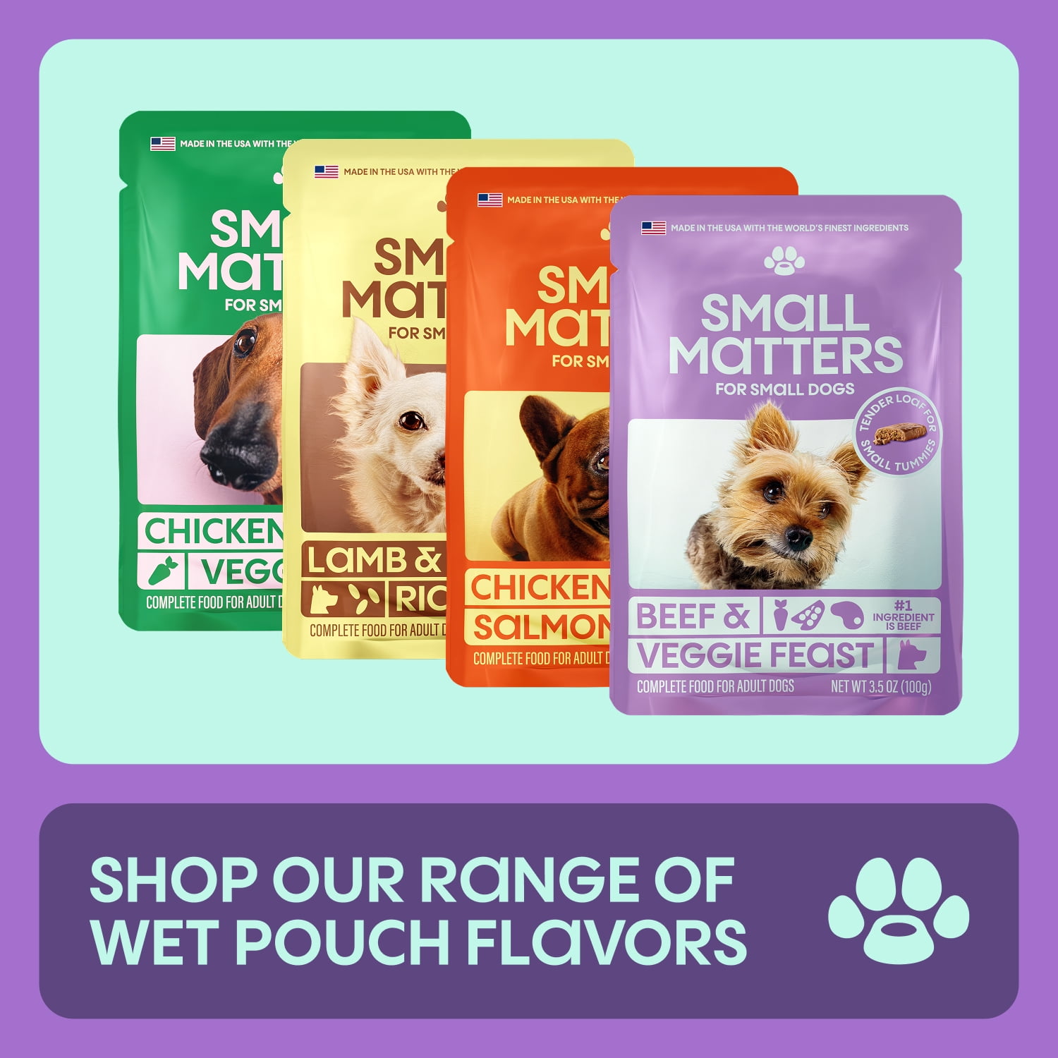 (24 pack) Small Matters Adult Dog Food for Small Dogs, Beef & Veggie Feast Loaf, 3.5oz Pouch