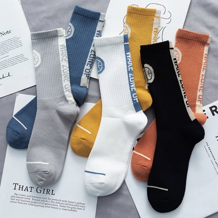 10pairs Men's Print Crew Socks, Athletic Socks For Autumn/Winter