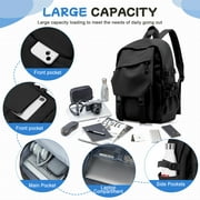 Aesthetic School Backpack Waterproof Black Bookbag College High School Bags Lightweight Travel Casual Daypack Laptop Backpacks for Men Women
