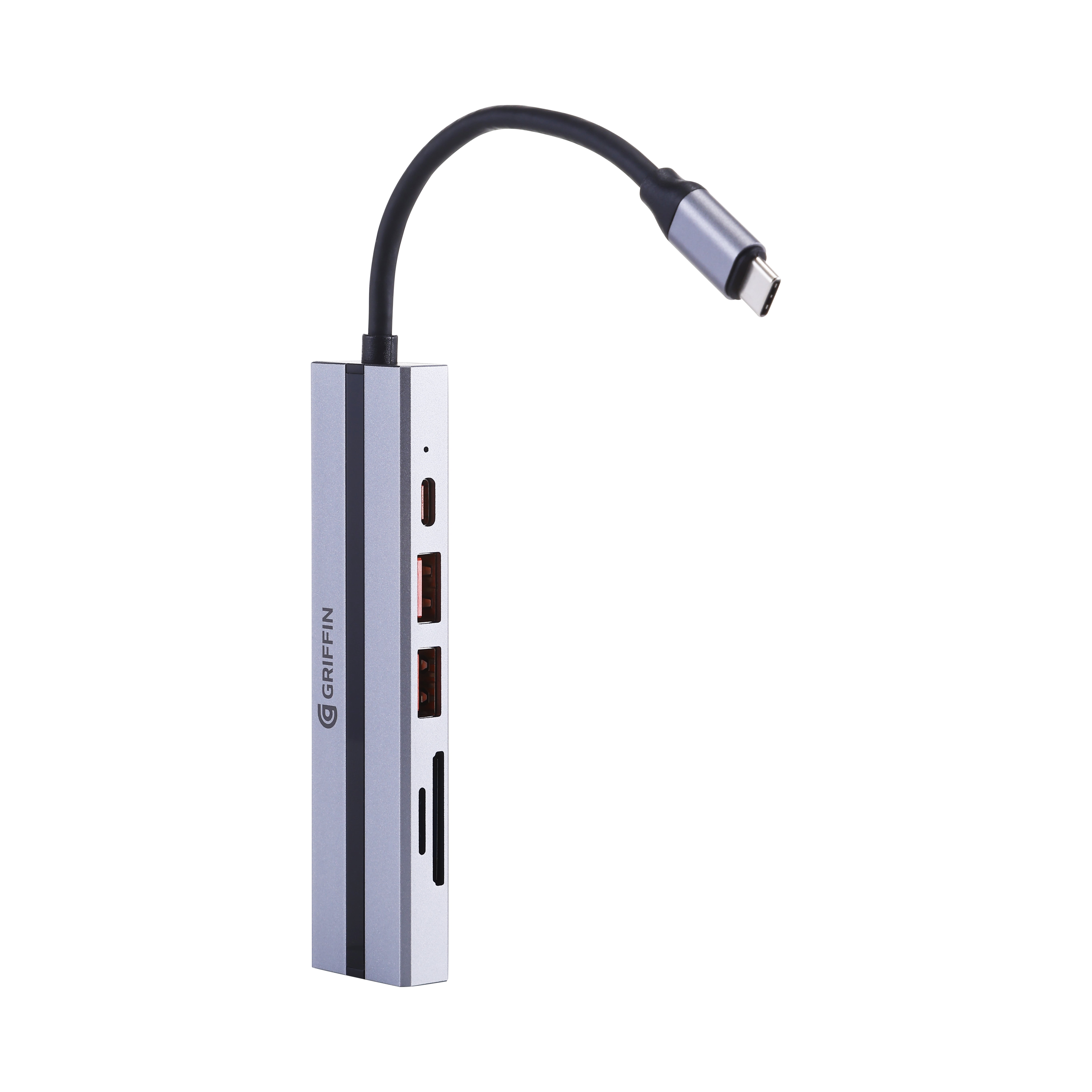 GRIFFIN USB-C 4K Multi Hub Adapter – 6-in-1 USB-C Docking Station with 2× USB-A 3.0, 4K HDMI, USB-C PD, SD/TF Card Reader – Compatible with MacBook, Windows Laptops, Tablets