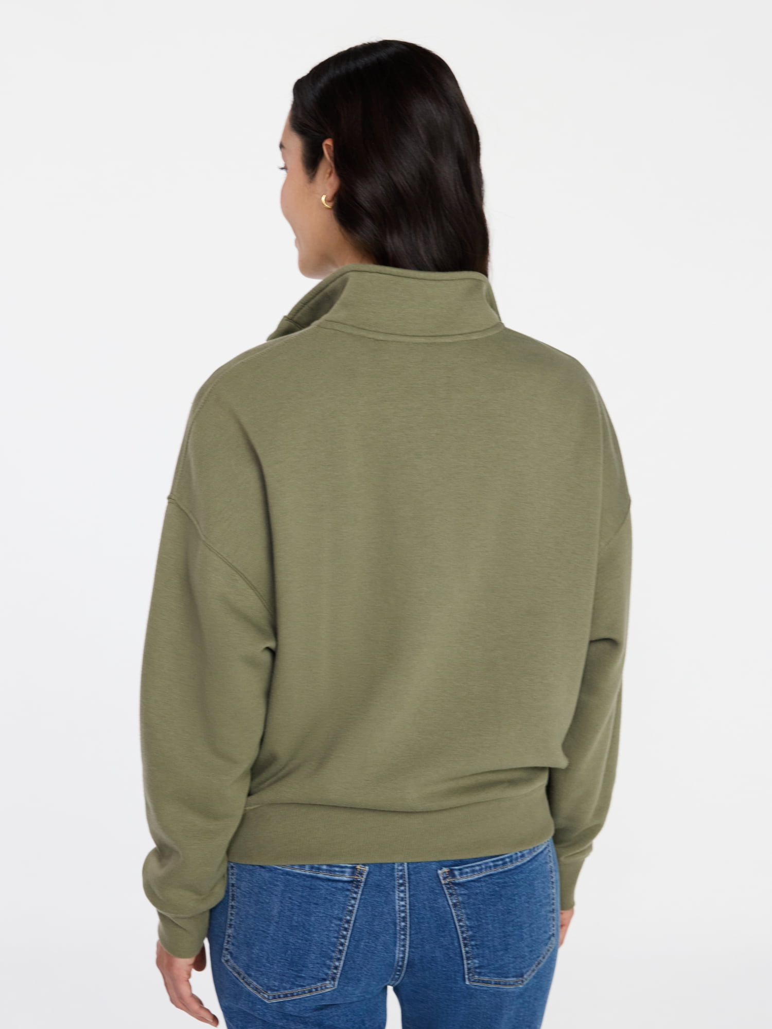 Time and Tru Women's Quarter Button Fleece Top with Long Sleeves, Size XS-4X