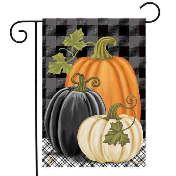 Briarwood Lane Checkered Pumpkins Autumn Garden Flag