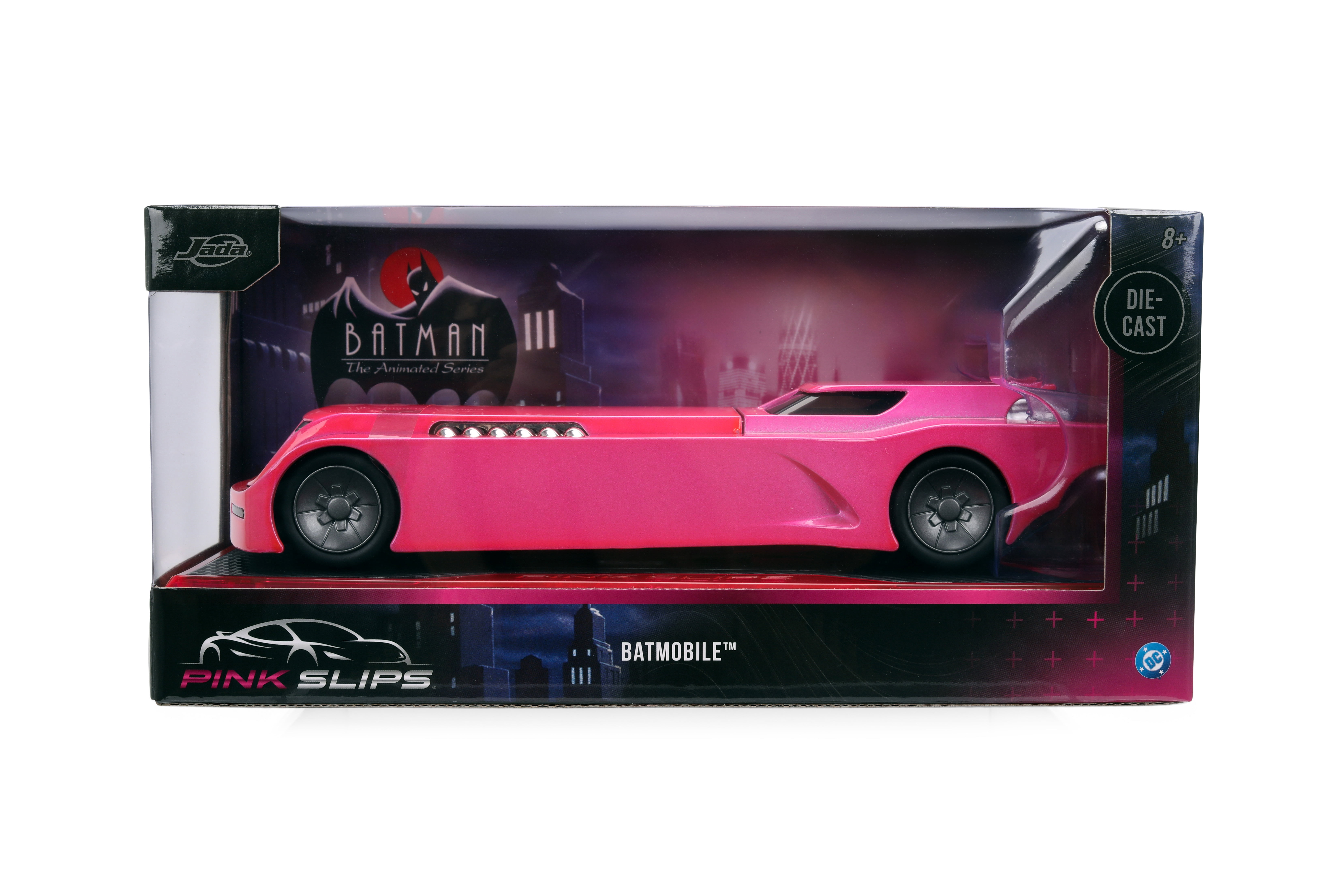 Jada Toys Pink Slips Batman The Animated Series Batmobile , 1:24 Scale, Die-cast Car, Model Vehicles(Pink)
