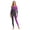 Purple, variant on Women's Shiny Rhinestone Gymnastics Bodysuit Gradient Color Block Figure Ice Skating Dance Unitards Red XL