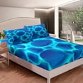 thumbnail image 4 of Marble Magma Bed Set Modern Geometric Bed Sheets Set, Teal Blue Sheet Set Queen Fire Flame Sheets, Aesthetic Artwork Top Sheet Microfiber with 2 Pillow Case, 4 of 6