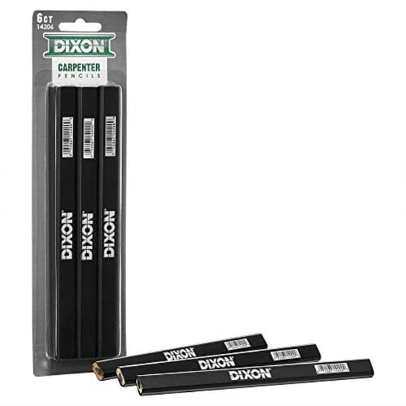 dixon industrial carpenter pencils, medium, black and silver, 6-pack, (14206)