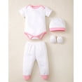 thumbnail image 6 of KIMI BEAR Newborn Baby Girls Layette Essentials Set 6-9 Months Summer Clothes 4 Packs Short Sleeves Romper Tops Pants Sets with Hats and Mittens 16pcs Girl Gifts Pink, 6 of 9