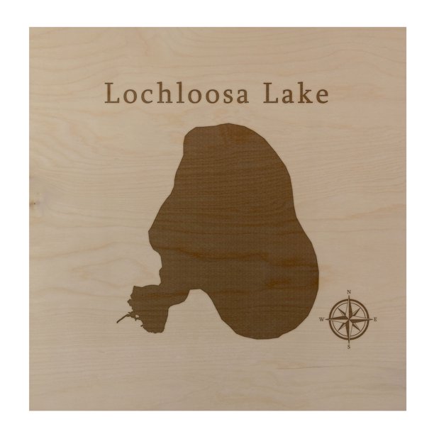 Lochloosa Lake Map 24x24" Wood Wall Art Office Decor Gift Engraved Florida