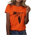 thumbnail image 1 of Dadaria T-Shirt Orange pour Femmes Manches Courtes Col Rond Attrape-Rêves d'Été Chandail Blouses 2TG, 1 of 5