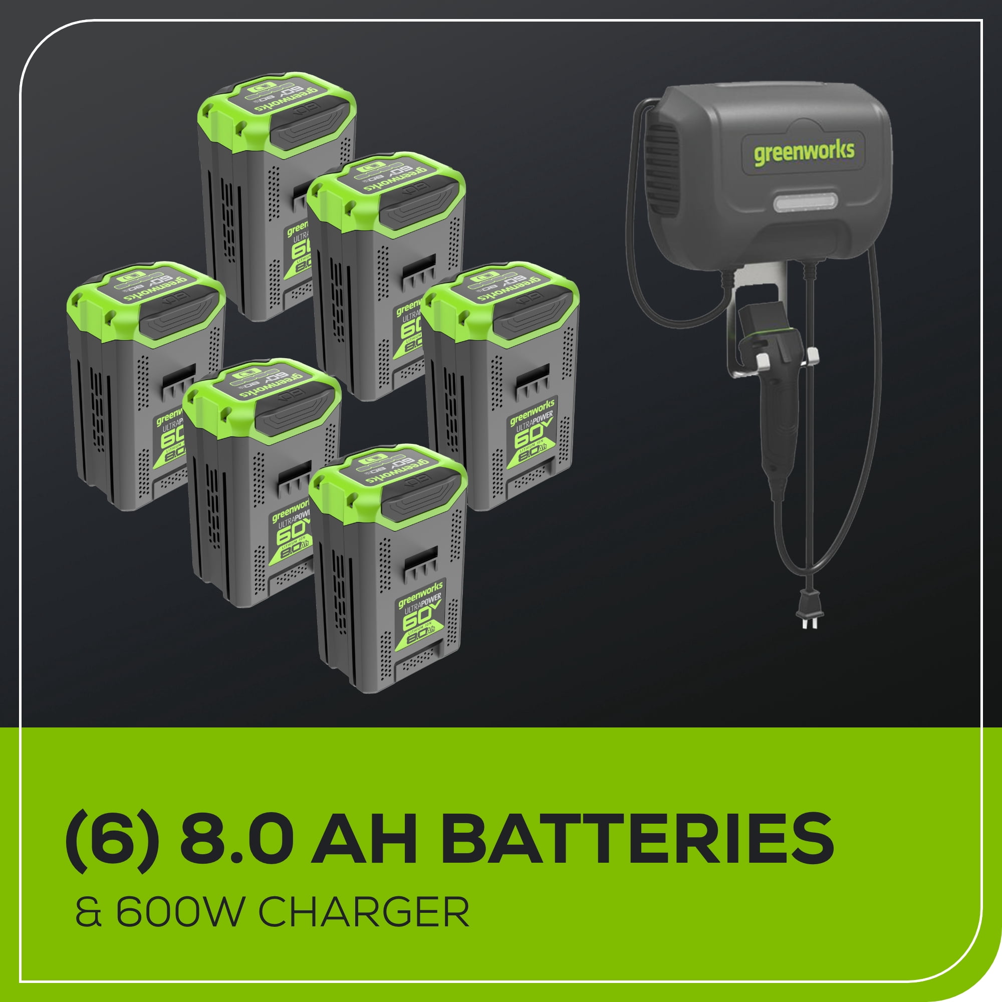 Greenworks 60V 42" Cordless Battery CrossoverT Riding Lawn Mower with Six (6) 8.0Ah Batteries & Three (3) Dual Port Turbo Chargers 7409002